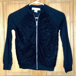 Cherokee Girls Black Lace Bomber Jacket (10/12 M)